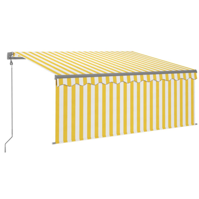 Copertină retractabilă automat cu stor, galben&alb, 3,5x2,5 m WALTI