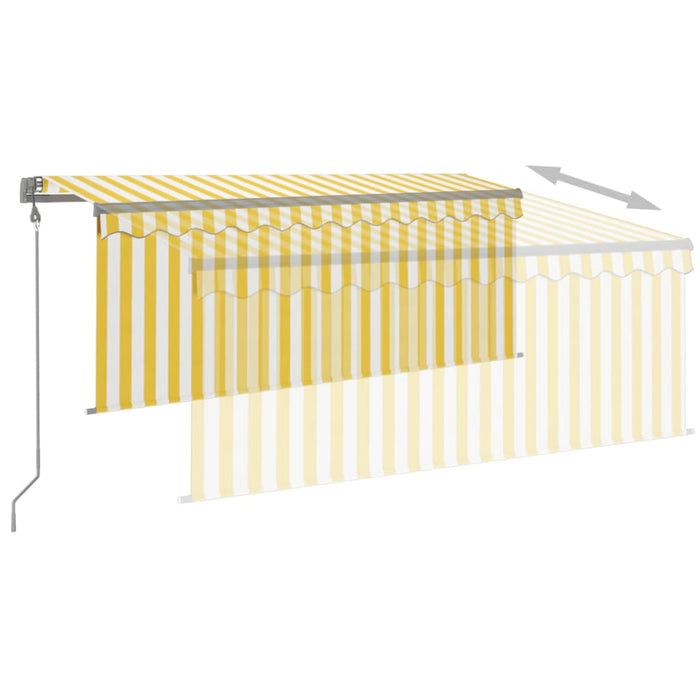 Copertină retractabilă automat cu stor, galben&alb, 3,5x2,5 m WALTI