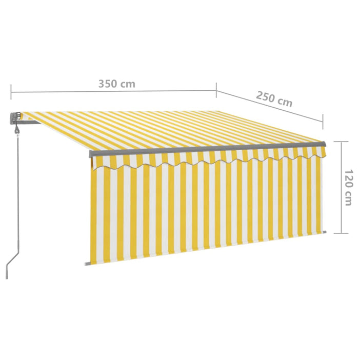 Copertină retractabilă automat cu stor, galben&alb, 3,5x2,5 m WALTI