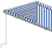 Copertină retractabilă manual cu stor, albastru & alb, 4x3 m - WALTI WALTI