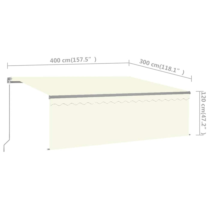 Copertină retractabilă manual cu stor, crem, 4x3 m - WALTI WALTI