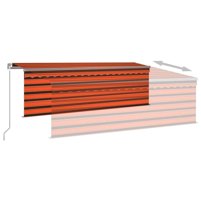 Copertină retractabilă manual cu stor, portocaliu&maro, 4x3 m - WALTI WALTI