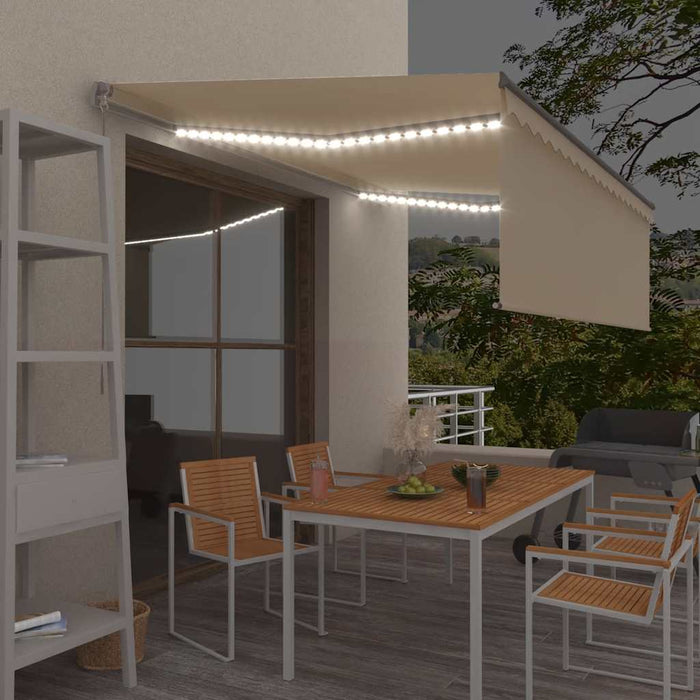 Copertină retractabilă manual cu stor & LED, crem, 4x3 m - WALTI WALTI