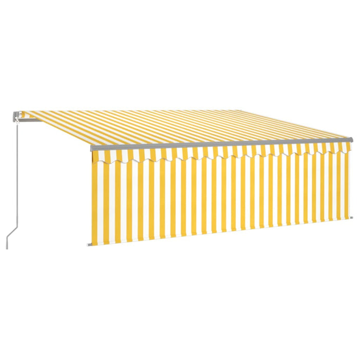 Copertină retractabilă manual cu stor&LED, galben&alb, 4x3 m WALTI