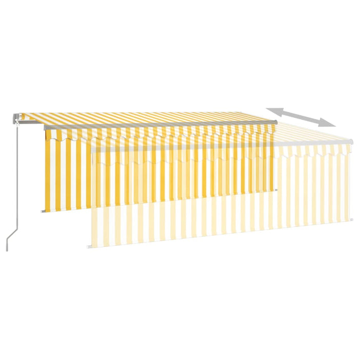 Copertină retractabilă manual cu stor&LED, galben&alb, 4x3 m WALTI