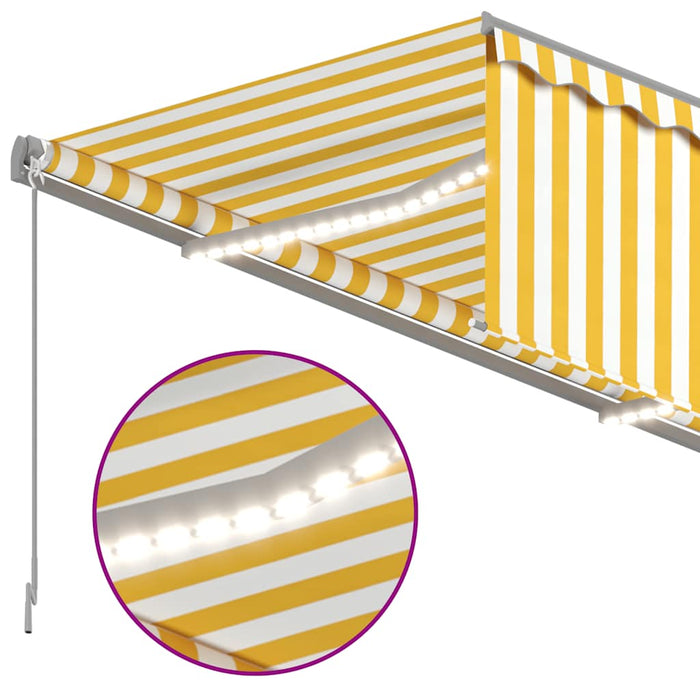 Copertină retractabilă manual cu stor&LED, galben&alb, 4x3 m WALTI