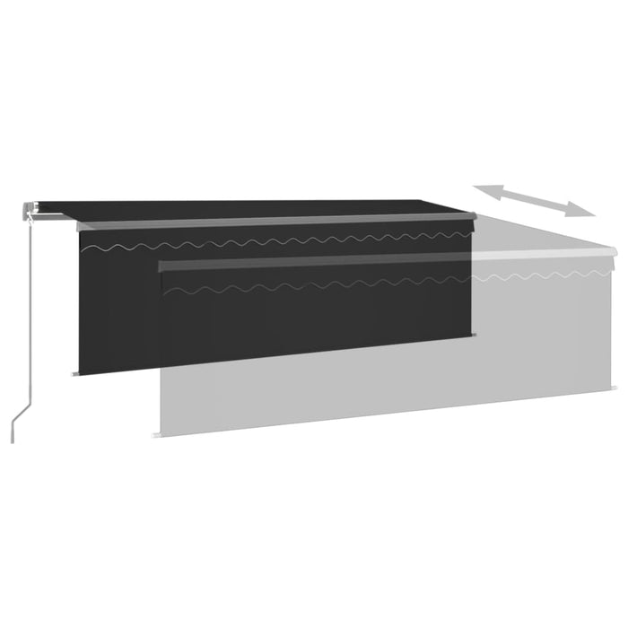 Copertină retractabilă manual cu stor & LED, antracit, 4x3 m WALTI