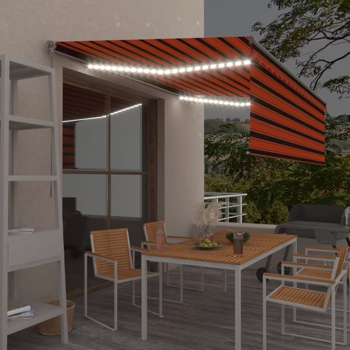 Copertină retractabilă manual cu stor&LED portocaliu&maro 4x3 m - WALTI WALTI