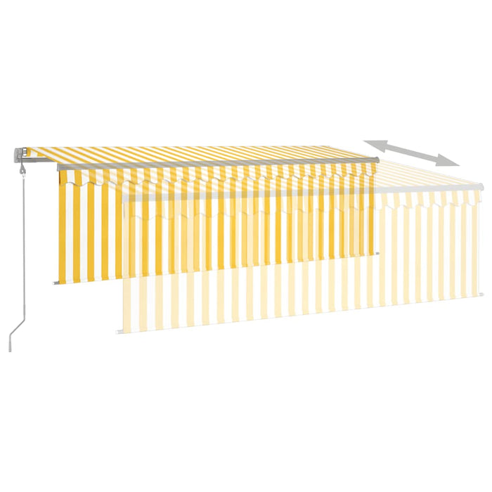 Copertină retractabilă automat cu stor, galben&alb, 4x3 m WALTI