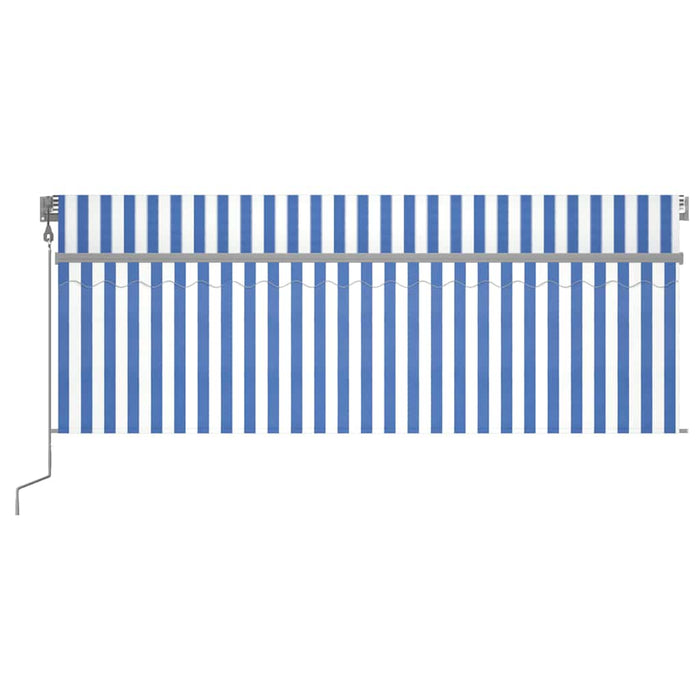 Copertină automată cu stor&senzor vânt&LED, albastru&alb, 4x3 m - WALTI WALTI