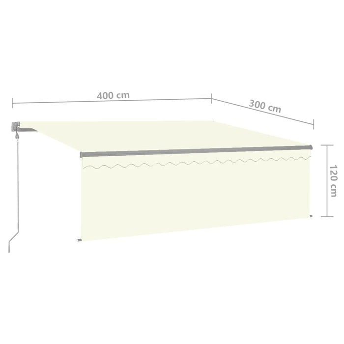Copertină automată cu stor&senzor vânt&LED, crem, 4x3 m - WALTI WALTI