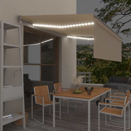 Copertină automată cu stor&senzor vânt&LED, crem, 4x3 m - WALTI WALTI