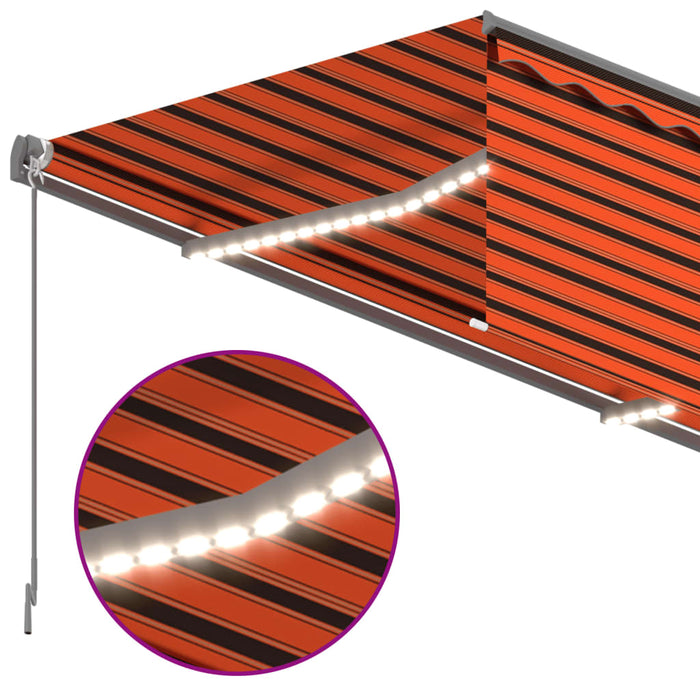 Copertină automată cu stor&senzor vânt&LED portocaliu&maro 4x3m - WALTI WALTI