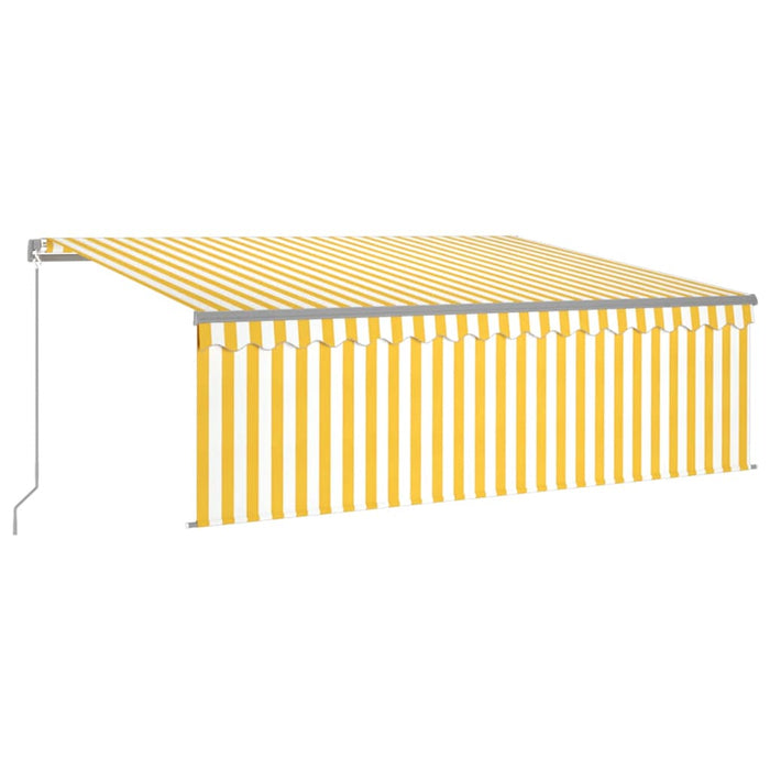 Copertină retractabilă manual cu stor, galben&alb, 4,5x3 m WALTI