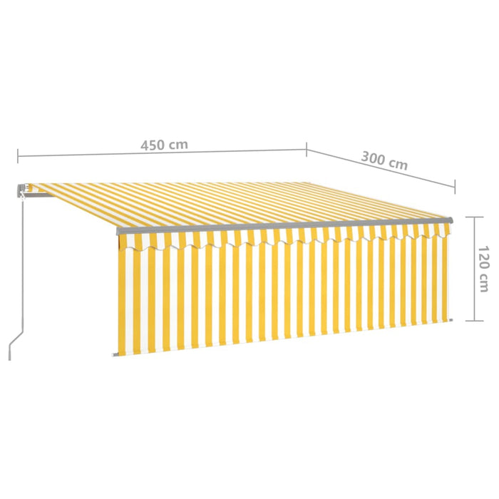 Copertină retractabilă manual cu stor, galben&alb, 4,5x3 m WALTI