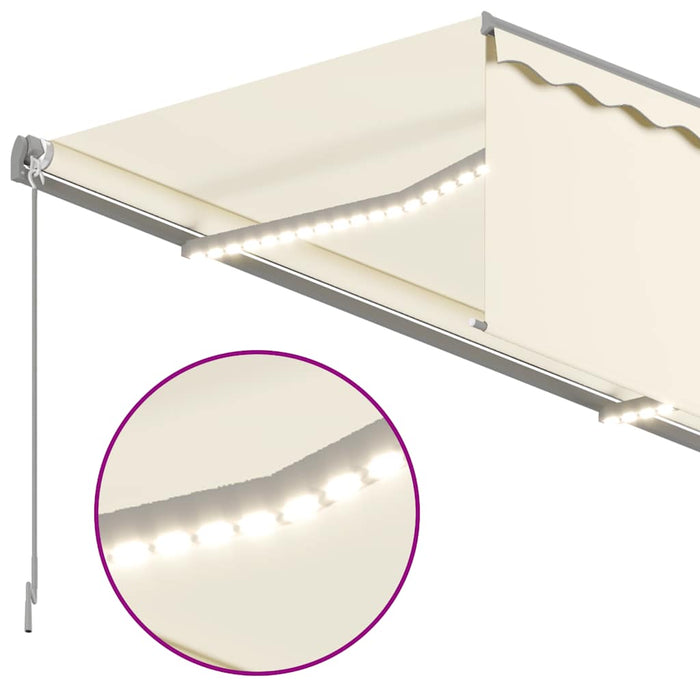 Copertină retractabilă manual cu stor&LED, crem, 4,5x3 m WALTI