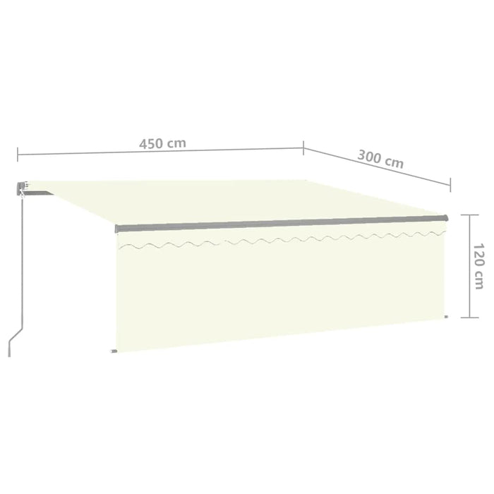 Copertină retractabilă manual cu stor&LED, crem, 4,5x3 m WALTI