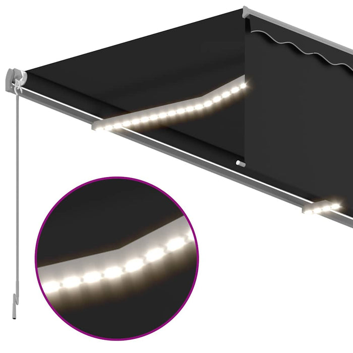 Copertină retractabilă manual cu stor&LED, antracit, 4,5x3 m - WALTI WALTI