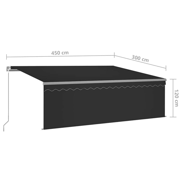 Copertină retractabilă manual cu stor&LED, antracit, 4,5x3 m - WALTI WALTI