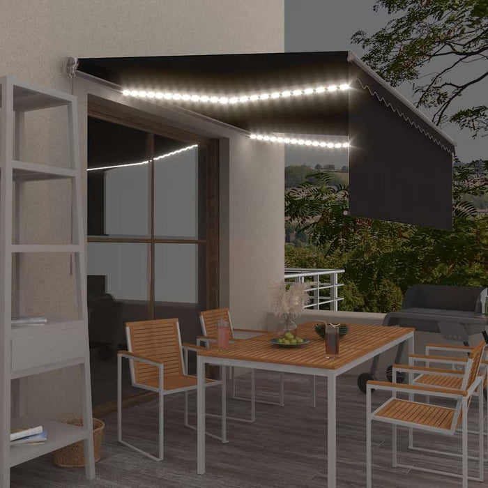 Copertină retractabilă manual cu stor&LED, antracit, 4,5x3 m - WALTI WALTI