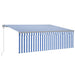 Copertină retractabilă automat cu stor, albastru&alb, 4,5x3 m - WALTI WALTI