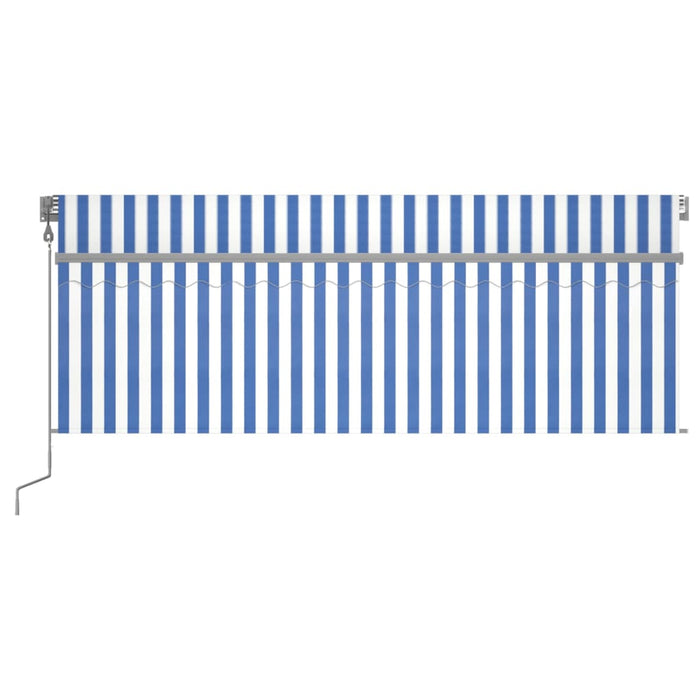 Copertină retractabilă automat cu stor, albastru&alb, 4,5x3 m - WALTI WALTI