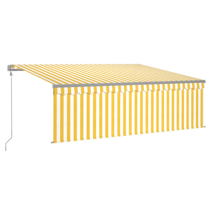 Copertină retractabilă automat cu stor, galben&alb, 4,5x3 m WALTI