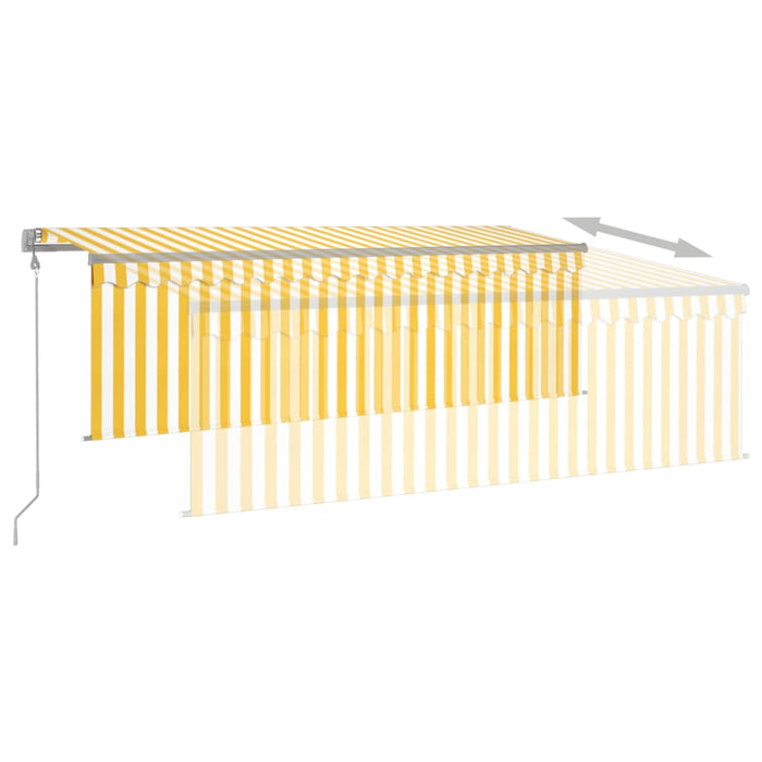 Copertină retractabilă automat cu stor, galben&alb, 4,5x3 m WALTI