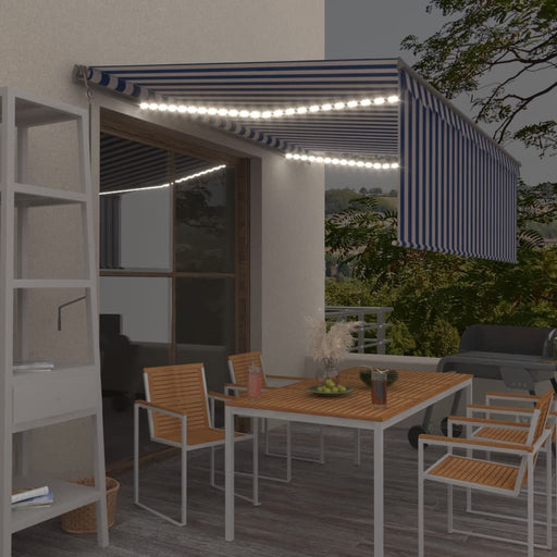 Copertină automată stor&LED&senzor vânt, albastru&alb 4,5x3 cm - WALTI WALTI