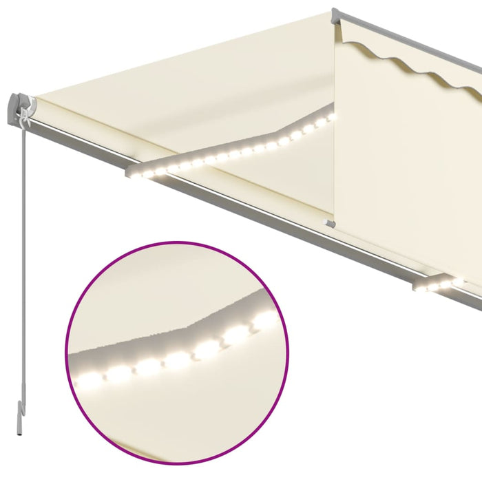 Copertină automată cu stor senzor vânt LED, crem, 4,5x3 m WALTI