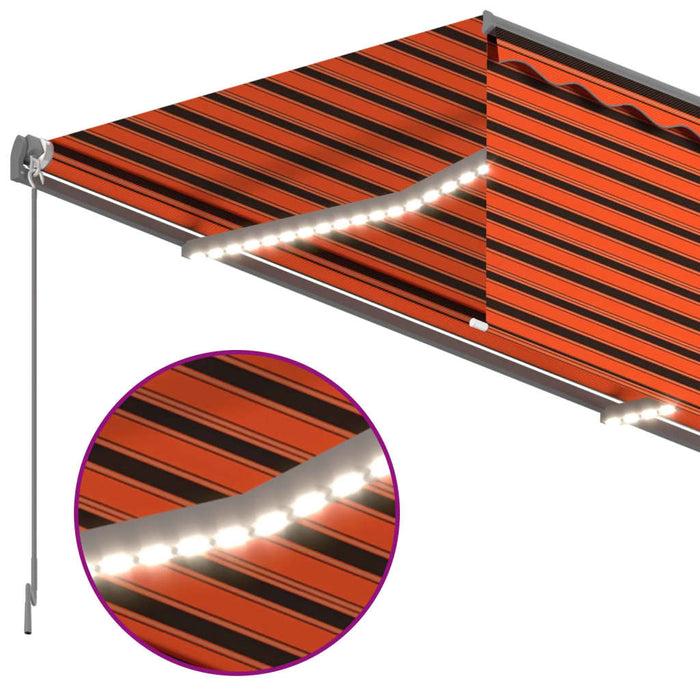 Copertină automată stor LED senzor vânt portocaliu&maro 4,5x3 m - WALTI WALTI