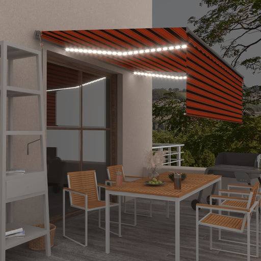 Copertină automată stor LED senzor vânt portocaliu&maro 4,5x3 m - WALTI WALTI