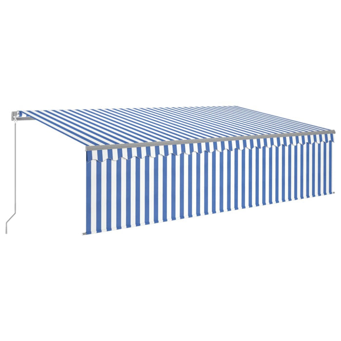 Copertină retractabilă manual cu stor, albastru&alb, 5x3 m - WALTI WALTI