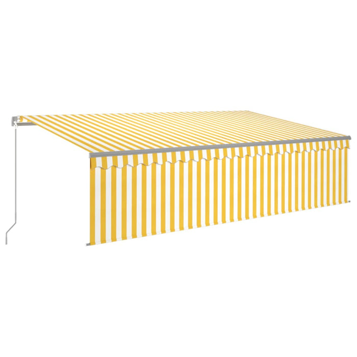 Copertină retractabilă manual cu stor, galben&alb, 5x3 m WALTI