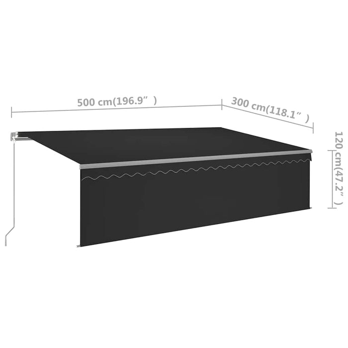 Copertină retractabilă manual cu stor, antracit, 5x3 m - WALTI WALTI