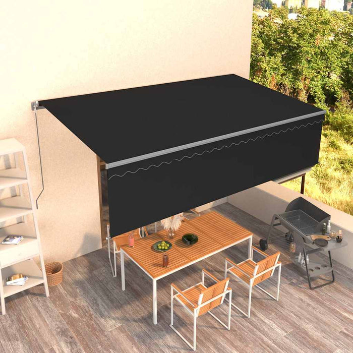 Copertină retractabilă manual cu stor, antracit, 5x3 m - WALTI WALTI