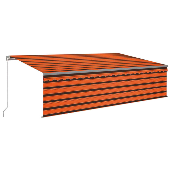 Copertină retractabilă manual, cu stor, portocaliu&maro, 5x3 m - WALTI WALTI