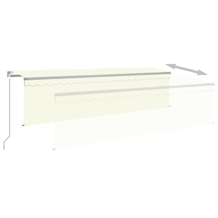 Copertină retractabilă manual cu stor&LED, crem, 5x3 m WALTI