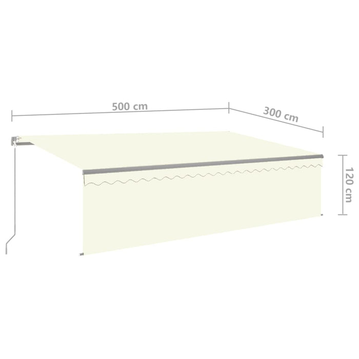 Copertină retractabilă manual cu stor&LED, crem, 5x3 m WALTI