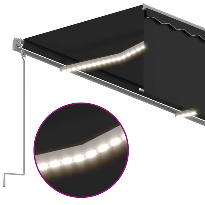 Copertină retractabilă manual cu stor&LED, antracit, 5x3 m - WALTI WALTI