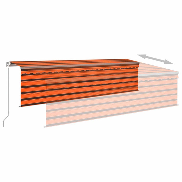 Copertină retractabilă manual cu stor, portocaliu&maro, 5x3 m - WALTI WALTI