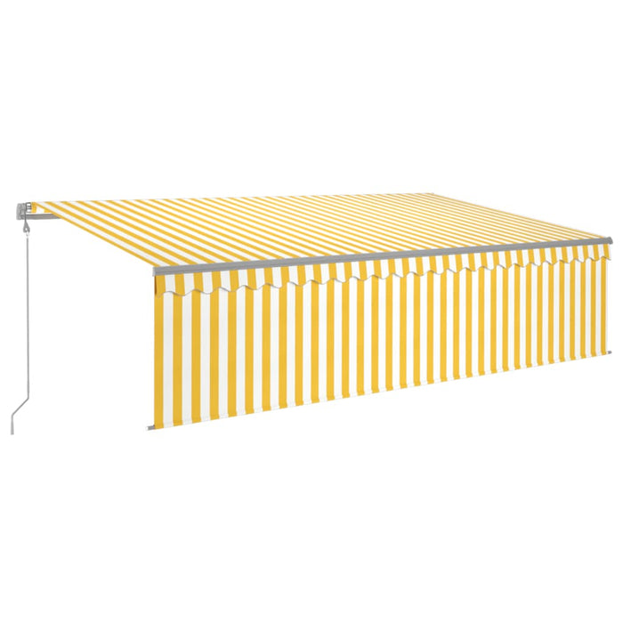 Copertină retractabilă manual cu stor, galben&alb, 5x3 m WALTI