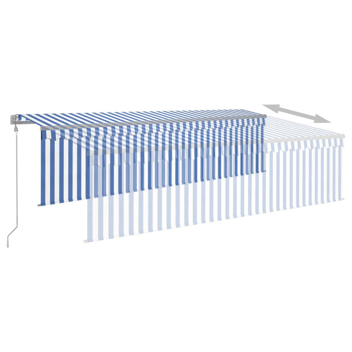 Copertină automată cu stor&LED&senzor de vânt albastru/alb 5x3m - WALTI WALTI