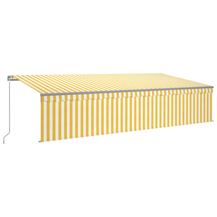 Copertină retractabilă manual cu stor, galben&alb, 6x3 m - WALTI WALTI