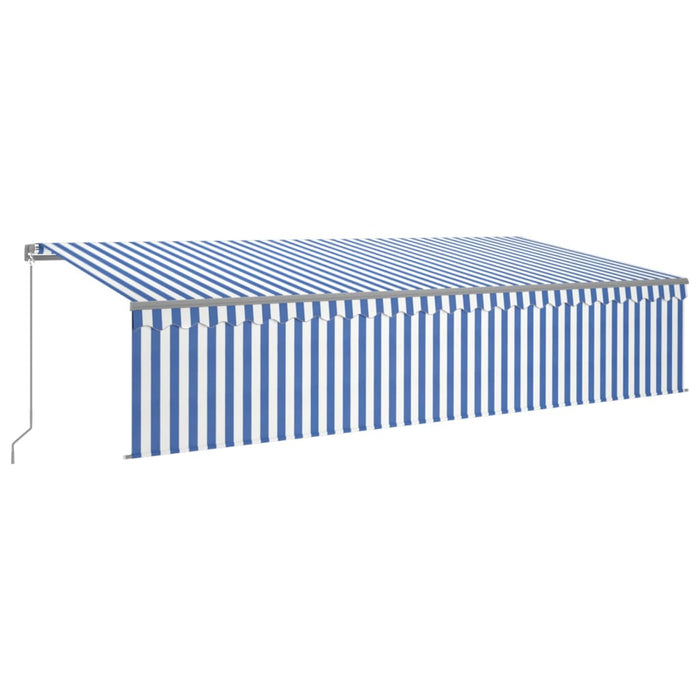 Copertină retractabilă manual cu stor&LED, albastru&alb, 6x3 m - WALTI WALTI