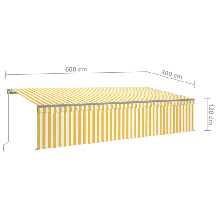 Copertină retractabilă manual cu stor&LED, galben&alb, 6x3 m - WALTI WALTI