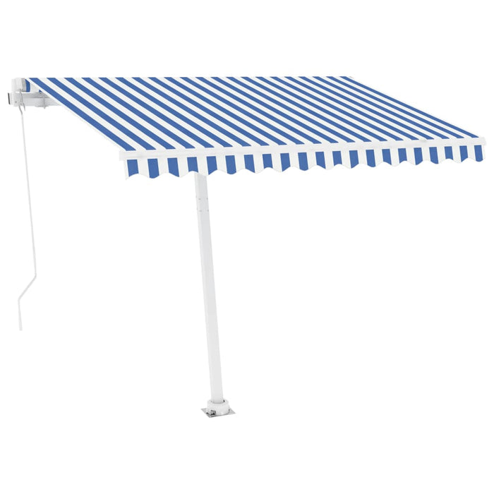 Copertină retractabilă manual, albastru/alb, 300x250 cm WALTI