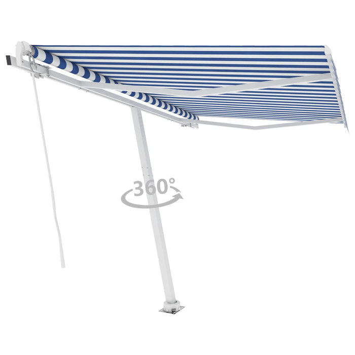 Copertină retractabilă manual, albastru/alb, 300x250 cm WALTI