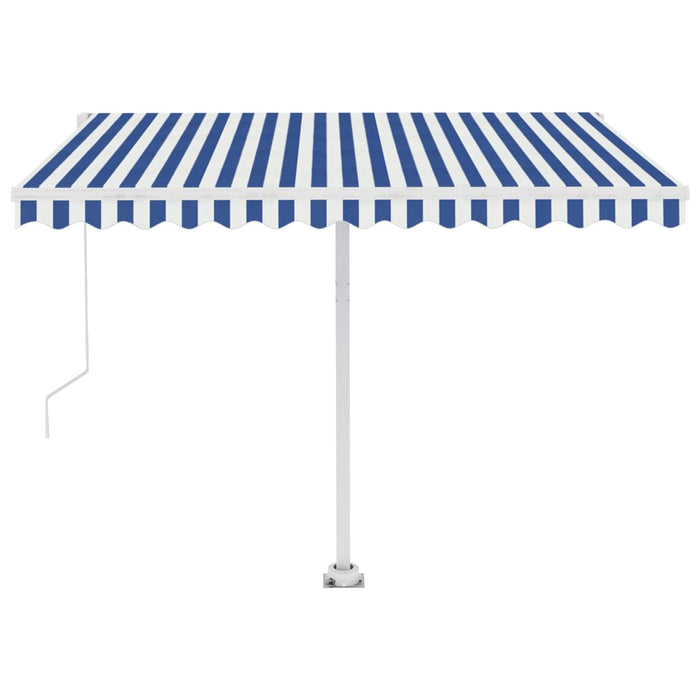 Copertină retractabilă manual, albastru/alb, 300x250 cm WALTI