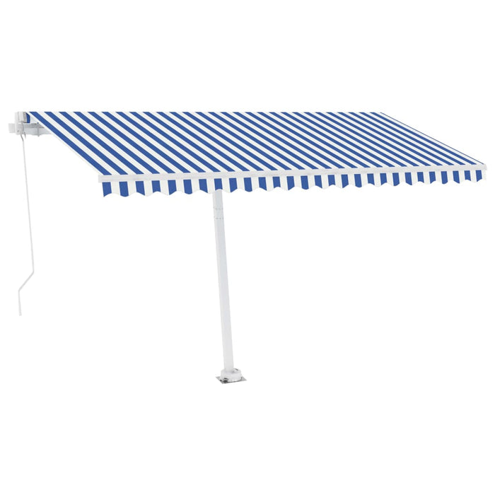 Copertină retractabilă manual cu LED, albastru & alb 400x300 cm WALTI